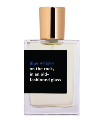 Proad Blue Whisky on the rock, in an old-fashioned glass